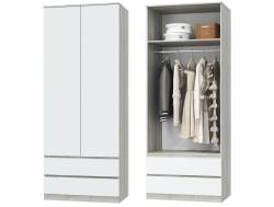 Шкаф для одежды 2х дверный с ящиками Лори дуб серый, белый