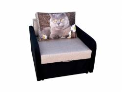 Кресло кровать Канзасик с подлокотниками кот с ромашками-2