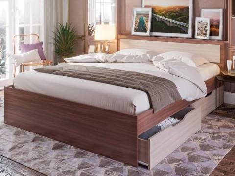 Кровать КР 608 с ящиками Гармония ясень