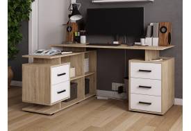 Стол компьютерный угловой СКМУ-3 дуб сонома/белый