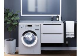 Тумба под стиральную машину Uperwood Tanos 60 см подвесная правая белый/графит