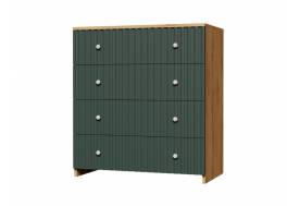 Комод 4 МДФ Дуб золотистый/Изумрудное море